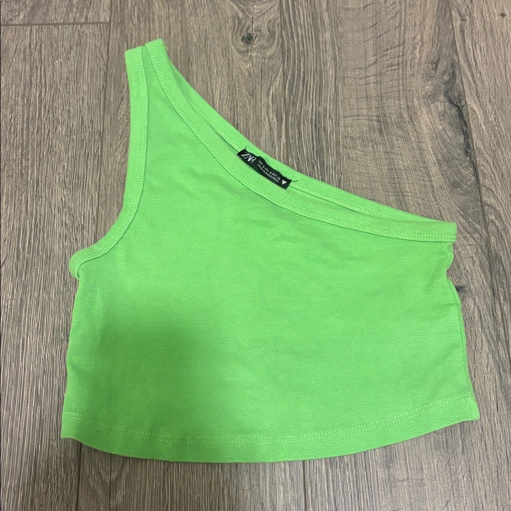 Zara Bright Green Asymmetric Top